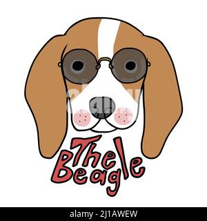 The Beagle dog wear sunglasses cartoon vector illustration Stock Vector