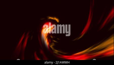 Image of glowing orange and red light wave moving on black background ...
