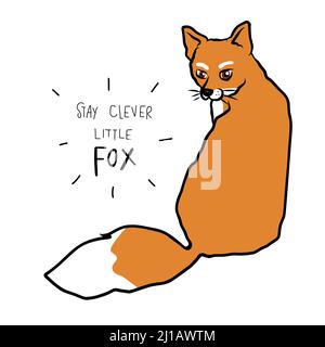 Stay clever little fox cartoon vector illustration Stock Vector