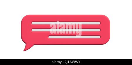 Red speech bubble 3d isolated on white. 3d vector.  Stock Vector