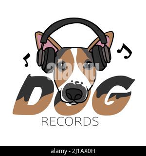 Jack Russell Terrier Dog record cartoon logo vector illustration Stock Vector