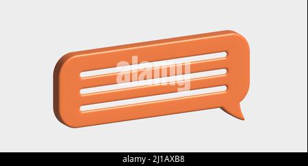 Isometric orange speech bubble, messenger shape. 3D render vector icons for social media or website Stock Vector