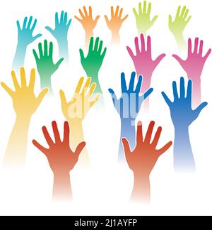 Hands raised up, vector drawing Stock Vector