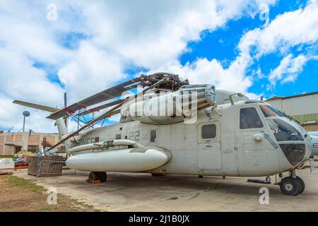 Honolulu, Oahu, Hawaii, United States - August 2016: Sikorsky CH-53 D Sea Stallion helicopter of 1970 of Pearl Harbor Aviation Museum of Hawaii. CH-53