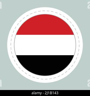 Sticker ball with flag of Yemen. Round sphere, template icon. National symbol. Glossy realistic ball, 3D abstract vector illustration. Big bubble Stock Vector