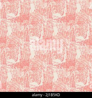 Scratch painting style seamless vector texture pattern background. Pink white backdrop with painterly brushstrokes creating a weave effect. Canvas Stock Vector