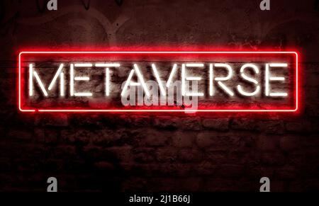 Metaverse VR Digital World Web 3.0 Conceptual Graphic Neon Sign Stock Photo