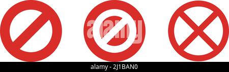 Bans and regulations. A set of stop sign and cross mark icons. Editable vector. Stock Vector