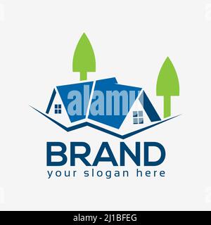 Cool house logo vector. Flat design. Vector Illustration on white background. Stock Vector