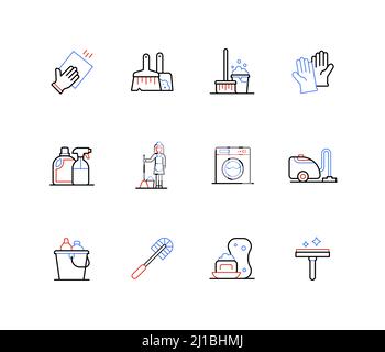 Cleaning and disinfection - line design style icons Stock Vector