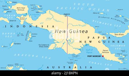 Papua New Guinea political map with capital Port Moresby. English ...