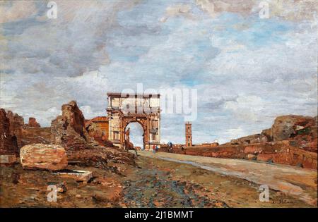 Tina Blau, Arch of Titus Vespasian, landscape painting in oil, before 1916 Stock Photo