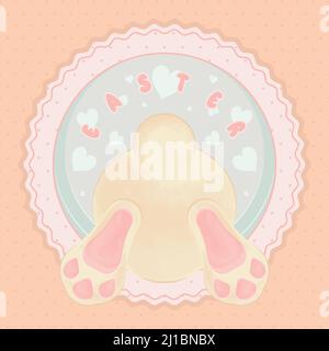 Isolated cute bunny on a celebration label Easter Vector Stock Vector