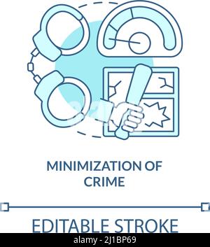 Minimization of crime turquoise concept icon Stock Vector