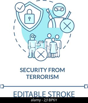 Security from terrorism turquoise concept icon Stock Vector