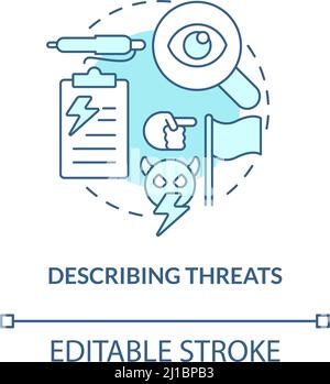 Describing threats turquoise concept icon Stock Vector