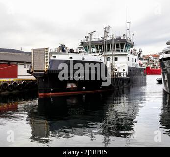 Norwegian Coastal Administration Oil pollution control vessel OV Utvaer (Utvær) in the port of Bergen, Norway. Stock Photo