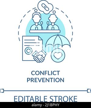 Conflict prevention turquoise concept icon Stock Vector