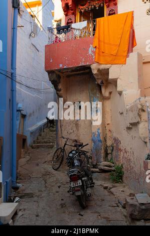 Jodhpur, Rajasthan, India - October 21st, 2019 : Traditional colorful houses. Blue is symbolic for Hindu Brahmins, being upper caste. Stock Photo