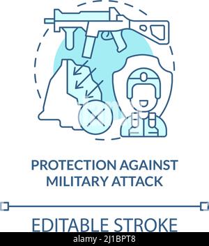 Protection against military attack turquoise concept icon Stock Vector