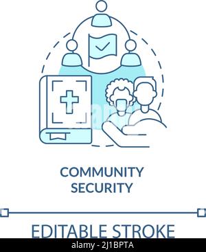 Community security turquoise concept icon Stock Vector
