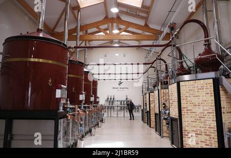 Cognac. 23rd Mar, 2022. Photo taken on March 23, 2022 shows a general view of the distillery at Remy Martin house in Cognac, southwestern France. Cognac/eau-de-vie de cognac/eau-de-vie des charentes is listed in the China-EU agreement on geographical indications. Credit: Gao Jing/Xinhua/Alamy Live News Stock Photo