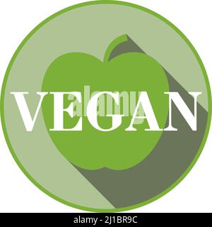 round green VEGAN sticker or label with apple symbol, vector illustration Stock Vector