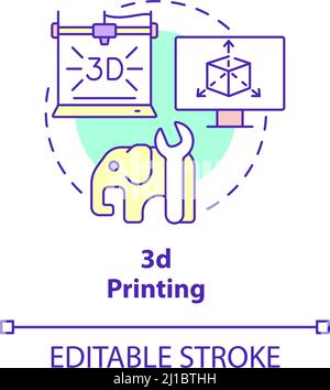 3d printing complex flat line concept science technology web icons ...