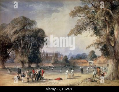 Cricket on College Field, Eton, by William Evans (1798-1877) Stock Photo