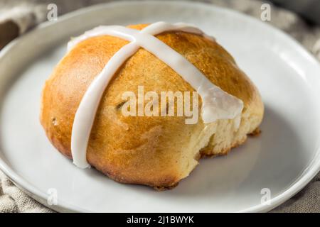 Homemade Easter Hot Cross Buns for Easter Stock Photo
