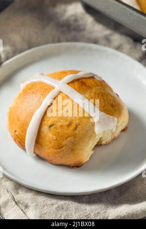 Homemade Easter Hot Cross Buns for Easter Stock Photo