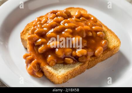 Homemade English Beans on Toast for Breakfast Stock Photo