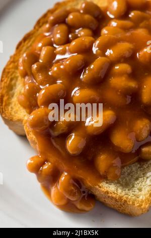 Homemade English Beans on Toast for Breakfast Stock Photo