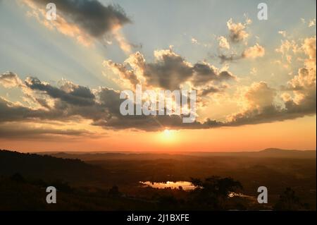 Sunset at Khao Kho in Phetchabun Province Stock Photo