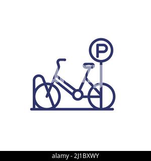 Bicycle parking line icon with a bike Stock Vector