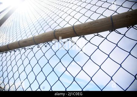 salvador, bahia, brazil - february 18, 2022: protective metal net on a soccer field in the city of Salvador. Stock Photo