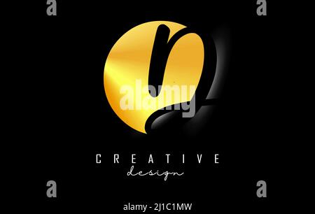 Golden Letters OD logo with a minimalist design. Letters O and D with geometric and handwritten typography. Creative Vector Illustration with letters. Stock Vector