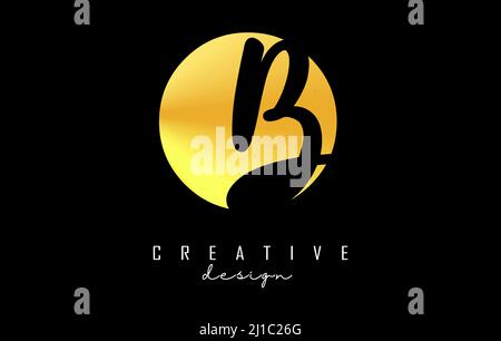 Golden Letters OB logo with a minimalist design. Letters O and B with geometric and handwritten typography. Creative Vector Illustration with letters. Stock Vector