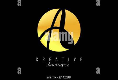 Golden Letters OA logo with a minimalist design. Letters O and A with geometric and handwritten typography. Creative Vector Illustration with letters. Stock Vector