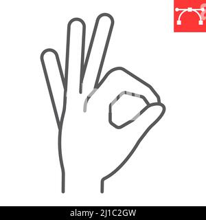 Okay gesture line icon Stock Vector