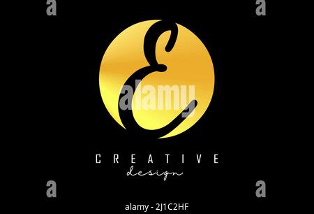 Golden Letters OE logo with a minimalist design. Letters O and E with geometric and handwritten typography. Creative Vector Illustration with letters. Stock Vector