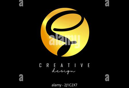 Golden Letters OS logo with a minimalist design. Letters O and S with geometric and handwritten typography. Creative Vector Illustration with letters. Stock Vector