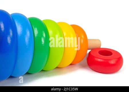 Ring stack tower isolated against white background Stock Photo