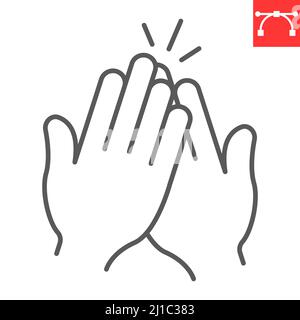 High five gesture line icon Stock Vector