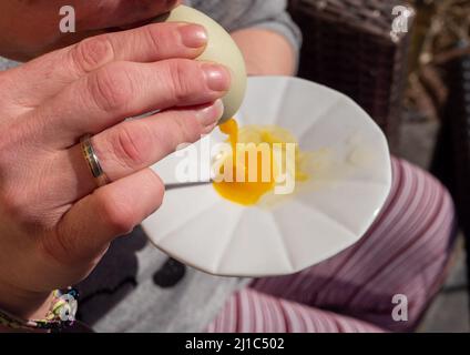 Blow out egg for Easter Stock Photo