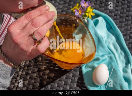 Blow out eggs at Easter time Stock Photo