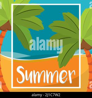 Poster Summer palms vector illustration Stock Vector