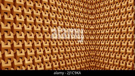 Diminishing Perspective of Saffron Yellow Symmetry 3D Architectural Pattern and lines Stock Photo
