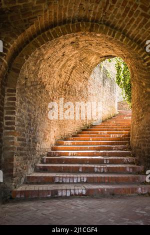 Access to the upper part of the Petrovaradin fortress. Stock Photo