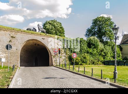 Access to the upper part of the Petrovaradin fortress. Stock Photo